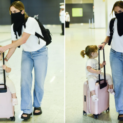 Claudia Leitte e a filha Bela são clicadas no aeroporto, ao chegar no Brasil