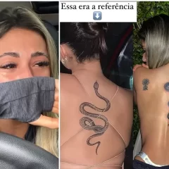 Influencer chora ao ver resultado de tatuagem nas costas