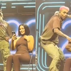 Chris Brown se estressa com fã e joga o celular dela celular para a plateia durante show
