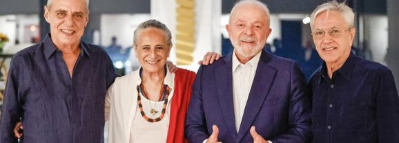 Lula publica foto de encontro com Chico, Caetano e Maria Bethânia