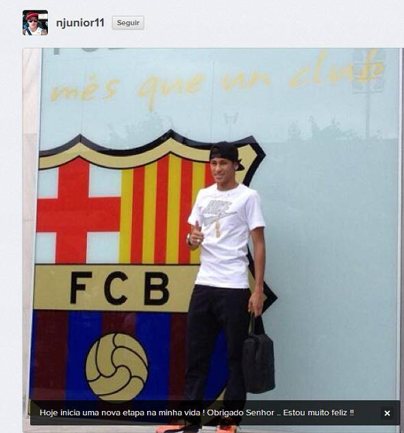 Neymar já está em Barcelona - Crédito: Reprodução Instagram
