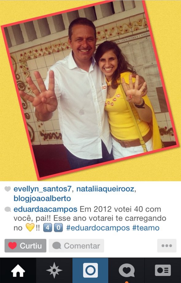 Eduarda Campos presta homenagem ao pai. Crédito: Reprodução Instagram 