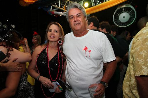 André e Virgínia Campos no camarote do Bal Masqué