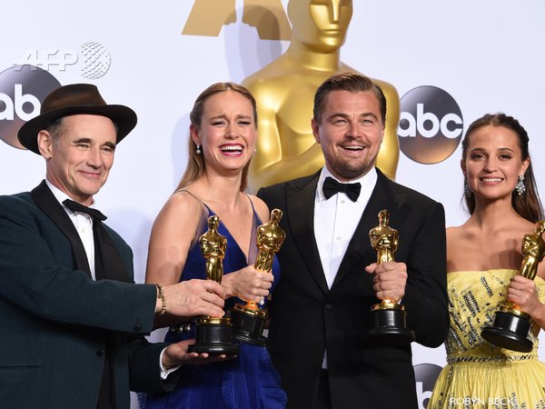Mark Rylance, Brie Larson, Leonardo DiCaprio e Alicia Vikander - Crédito: Reprodução/Twitter