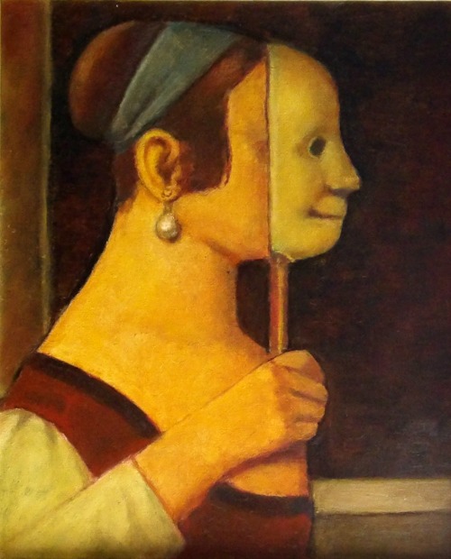 A pintura "Moça com máscara". Crédito: Reprodução