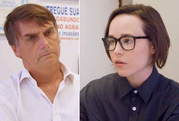 Jair Bolsonaro e Ellen Page - Crédito: Reprodução/Papelpop