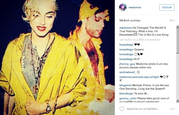 Madonna: "Ele mudou o mundo" - Crédito: Reprodução/Instagram