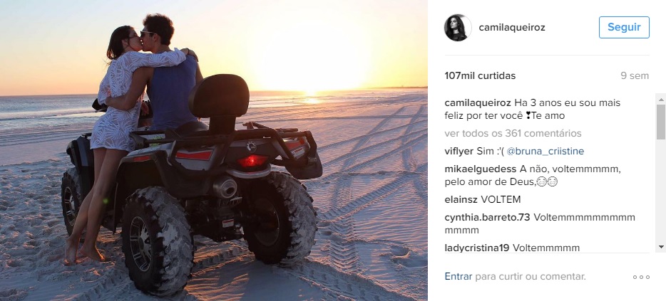 Lucas Cattani e Camila Queiroz - Crédito: Reprodução/Instagram