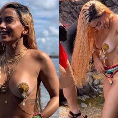 Anitta surpreende com look em bastidores de novo clipe